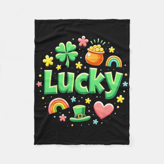 Lucky Charm Patricks Day Pot Of Gold Irish Shamroc Fleece Deken (Voorkant)