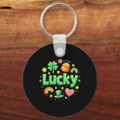 Lucky Charm Patricks Day Pot Of Gold Irish Shamroc Sleutelhanger (Voorkant)