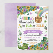 Lucky Charm Pot of Gold Rainbow Sunflower Birthday Kaart (Voorkant / Achterkant)