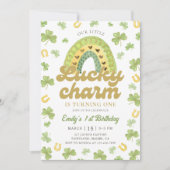 Lucky Charm Rainbow Shamrock Birthday  Invitation Kaart (Voorkant)
