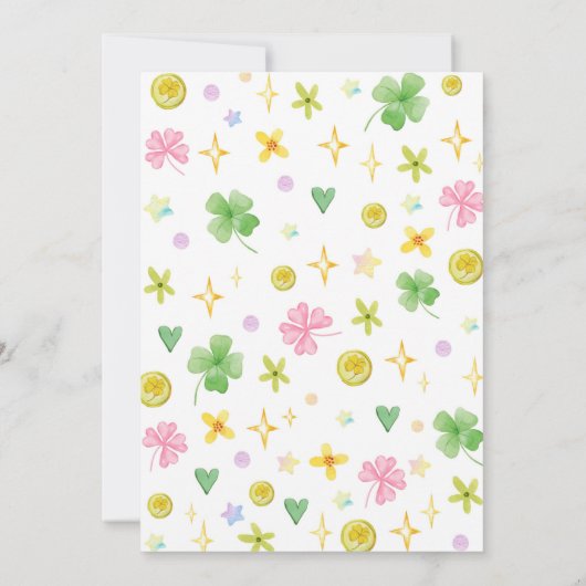Lucky Charm Rainbow Shamrock Verjaardag uitnodigin Kaart (Achterkant)