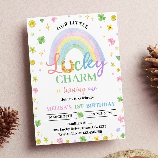 Lucky Charm Rainbow Shamrock Verjaardag uitnodigin Kaart