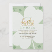 Lucky Charm Shamrock Baby Shower Invite Kaart (Voorkant)
