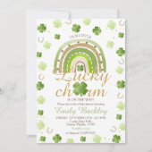 Lucky Charm Shamrock Baby Shower Invite Kaart (Voorkant)