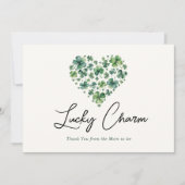 Lucky Charm Shamrock Heart Baby shower Bedankkaart (Voorkant)