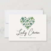 Lucky Charm Shamrock Heart Baby shower Bedankkaart (Voorkant)
