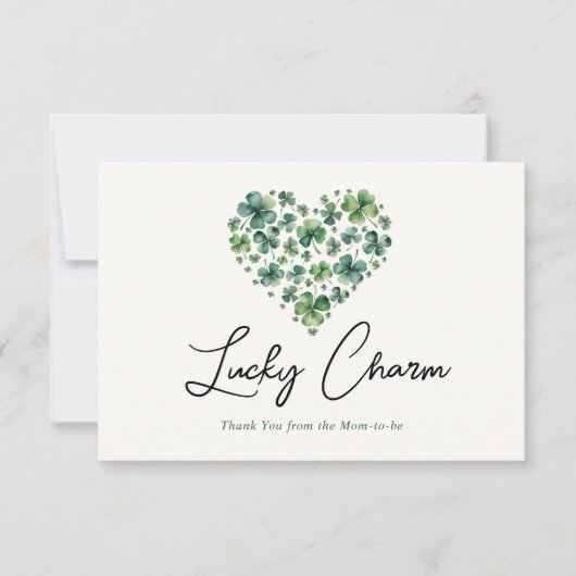 Lucky Charm Shamrock Heart Baby shower Bedankkaart (Voorkant)