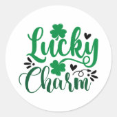 Lucky Charm Shamrock Ronde Sticker (Voorkant)
