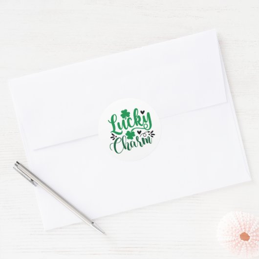 Lucky Charm Shamrock Ronde Sticker (Envelop)