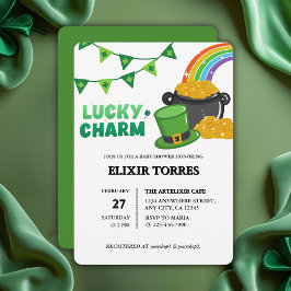 Lucky Charm Shamrock St. Patrick's Day Baby Shower Kaart