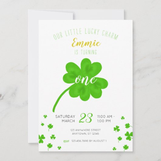 Lucky Charm Shamrock St. Patricks Day Verjaardag Kaart (Voorkant)