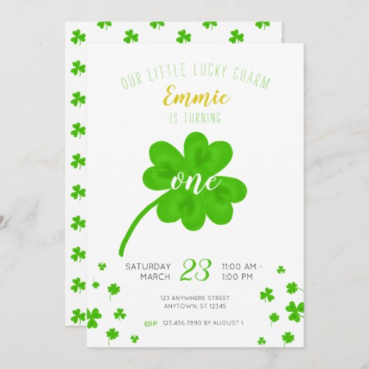 Lucky Charm Shamrock St. Patricks Day Verjaardag Kaart (Voorkant / Achterkant)