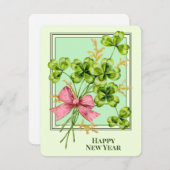 Lucky Charm Shamrocks Cute Happy Nieuwjaar Feestdagenkaart (Voorkant / Achterkant)