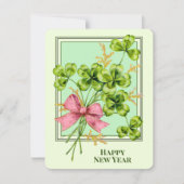 Lucky Charm Shamrocks Cute Happy Nieuwjaar Feestdagenkaart (Voorkant)