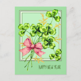Lucky Charm Shamrocks Cute Happy Nieuwjaar Feestdagenkaart