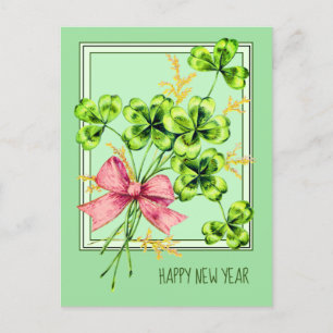 Lucky Charm Shamrocks  Cute Happy Nieuwjaar Feestdagenkaart