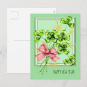 Lucky Charm Shamrocks  Cute Happy Nieuwjaar Feestdagenkaart (Voorkant / Achterkant)