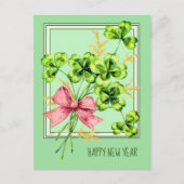 Lucky Charm Shamrocks  Cute Happy Nieuwjaar Feestdagenkaart (Voorkant)