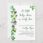 Lucky Charm Shamrocks en Clover Baby shower Kaart (Voorkant)