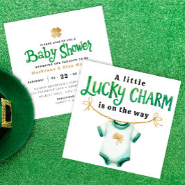 Lucky Charm Square Baby shower Invitation Kaart