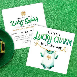 Lucky Charm Square Baby shower Invitation Kaart