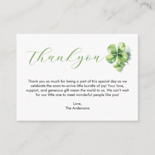 Lucky Charm St Patrick's Baby shower Bedankt Kaart (Voorkant)