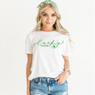 Lucky Charm St. Patrick's Day Cute Green Script T-shirt