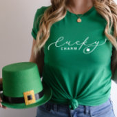Lucky Charm St. Patrick's Day Cute White Script T-shirt