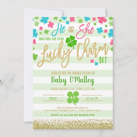 Lucky Charm St. Patrick's Day Gender Reopenbaart Kaart (Voorkant)