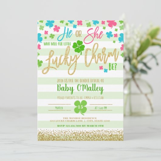 Lucky Charm St. Patrick's Day Gender Reopenbaart Kaart (Staand voorkant)