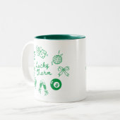 Lucky Charm St Patricks Day Lucky Clover Tweekleurige Koffiemok (Voorkant links)