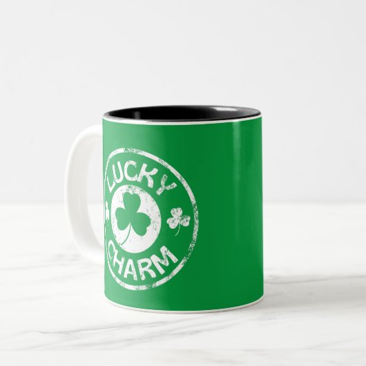 Lucky Charm  St Patrick's Day Tweekleurige Koffiemok (Voorkant links)