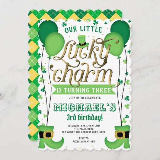 Lucky Charm, St Patrick's Day, Verjaardag Kaart (Voorkant / Achterkant)