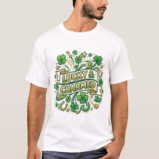Lucky & Charmed St. Patrick's Day T-shirt (Voorkant)