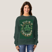 Lucky Charmer Dames bosgroene T-shirt (Voorkant volledig)