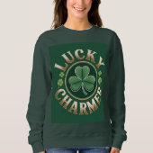 Lucky Charmer Dames bosgroene T-shirt (Voorkant)