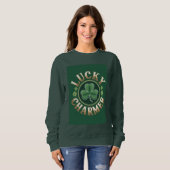 Lucky Charmer Dames sweatshirt in bosgroen (Voorkant volledig)
