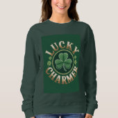 Lucky Charmer Dames sweatshirt in bosgroen (Voorkant)