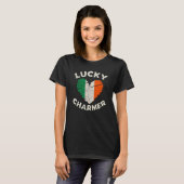 Lucky Charmer Grunge Heart Irish Flag St Patrick's T-shirt (Voorkant volledig)
