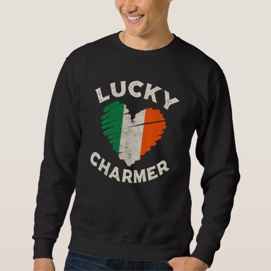 Lucky Charmer Grunge Heart Irish Flag St Patrick's Trui (Voorkant)