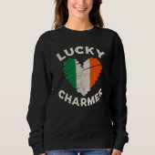 Lucky Charmer Grunge Heart Irish Flag St Patrick's Trui (Voorkant)