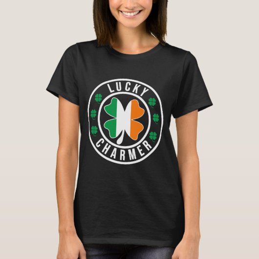 Lucky Charmer Irish Flag Shamrock T Shirt (Voorkant)