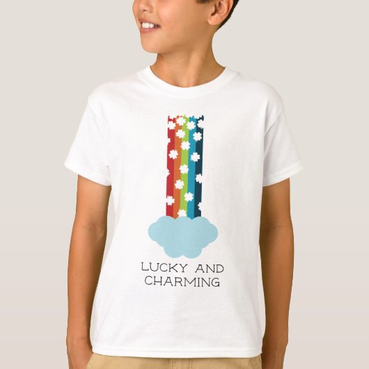 Lucky & Charming Rainbow 4-Leaf Clover Minimalist T-shirt (Voorkant)