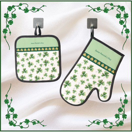 Lucky Charms Shamrock Oven Mitts Ovenwant & Pannenlap Set