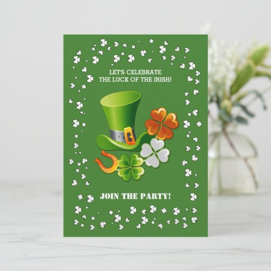 Lucky Charms St. Patrick's Day Party Kaart (Staand voorkant)