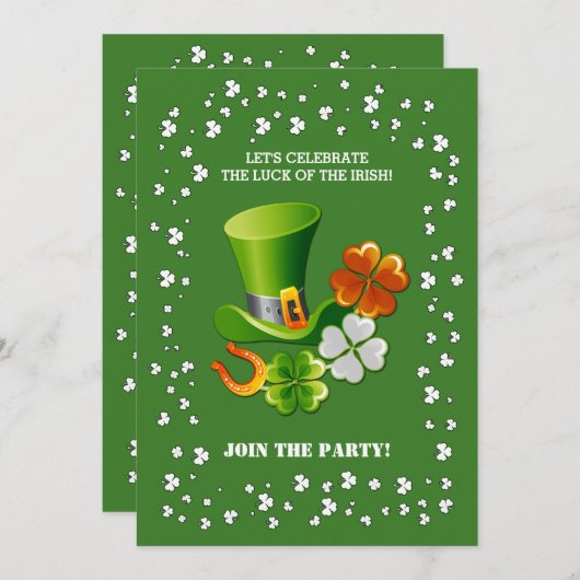 Lucky Charms St. Patrick's Day Party Kaart (Voorkant / Achterkant)