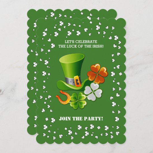 Lucky Charms St. Patrick's Day Party Kaart (Voorkant / Achterkant)