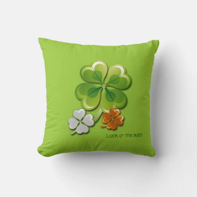 Lucky Charms Tricolor Shamrocks St.Patrick's Day Kussen (Voorkant)