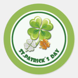 Lucky Charms. Tricolor Shamrocks St. Patrick's Day Ronde Sticker