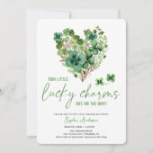 Lucky Charms Twin Baby shower Shamrock Invitation Kaart (Voorkant)